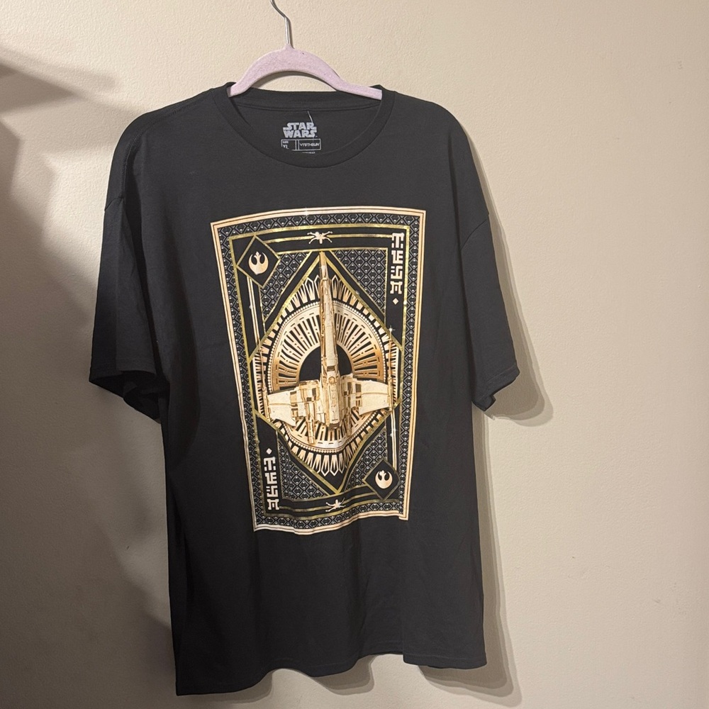 Unisex Black Cotton Star Wars The Last Jedi X Wing Card Shirt sz XL NWT